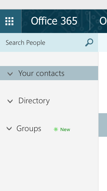 Outlook groups left column